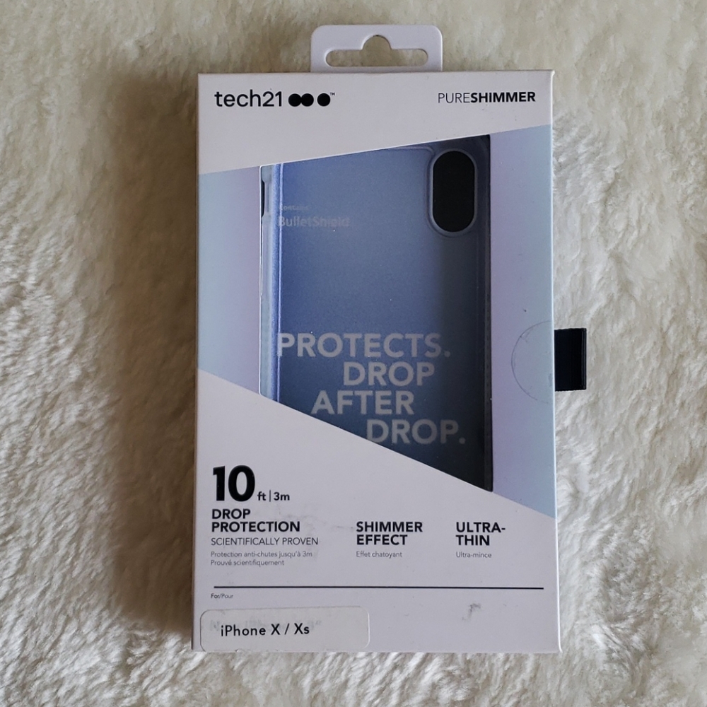 Blue tech21 Pure Shimmer Case for iPhone X / Xs